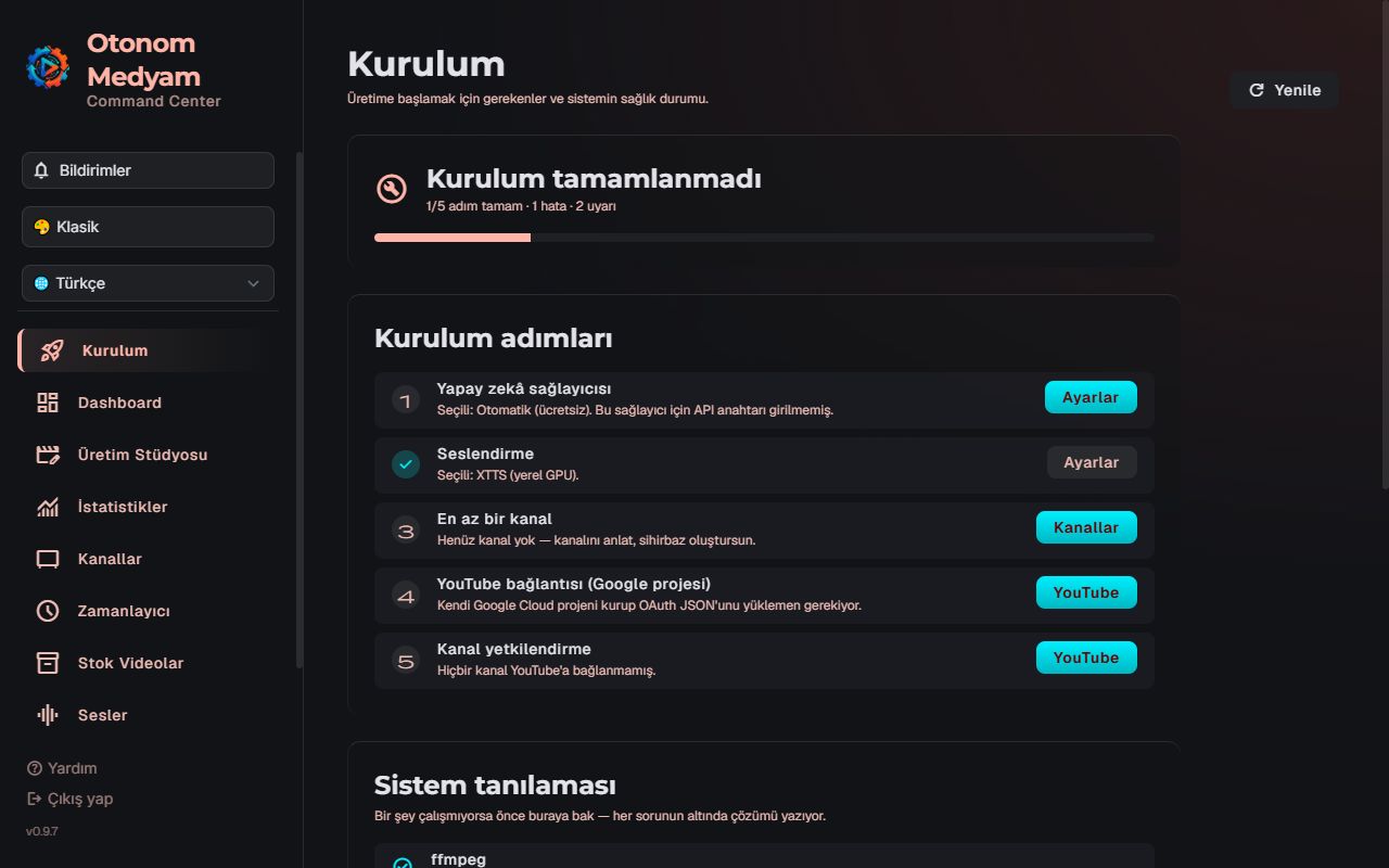 Kurulum sayfası: eksik adımlar ve her birinin çözümü